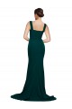 Outlet Stretch Crepe Square Neck Sleeveless Sweep Train Semi Formal Evening Dress