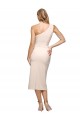 Outlet Stretch Crepe One Shoulder Sleeveless Nude Midi Length Formal Evening Dress