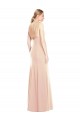 Outlet Stretch Crepe Bateau Neck Sleeveless Open Back Long Semi Formal Evening Gown