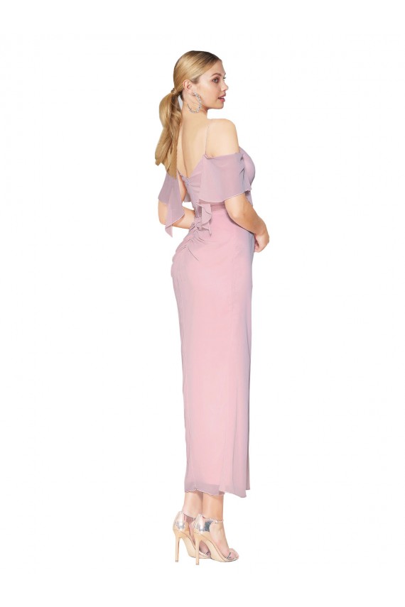 Outlet Soft Chiffon Off the Shoulder Cold Shoulder Knee Length Formal Evening Dress