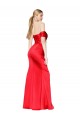Outlet Stretch Satin Off the Shoulder Sleeveless Long Formal Evening Dress