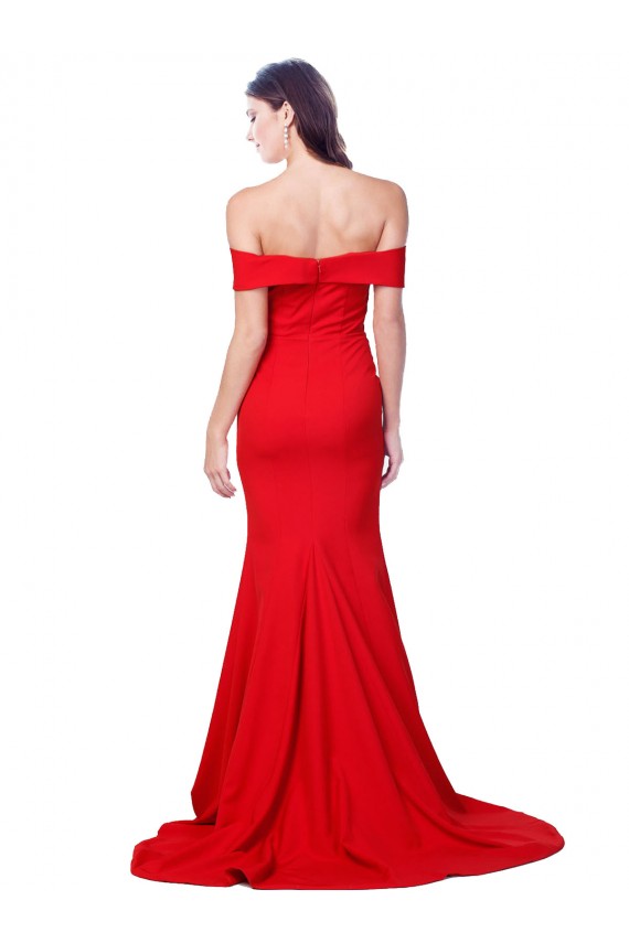 Outlet Stretch Crepe Sweetheart Sleeveless Long Evening Dress