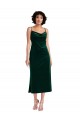 Outlet Stretch Velvet Cowl Neck Sleeveless Open Back Midi Length Black Tie Evening Dress