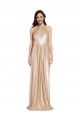 Outlet Sequin Halter Neck Sleeveless Gold Long Formal Evening Dress