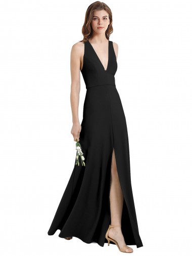 Outlet Stretch Crepe Halter Neck Sleeveless Long Formal Evening Dress