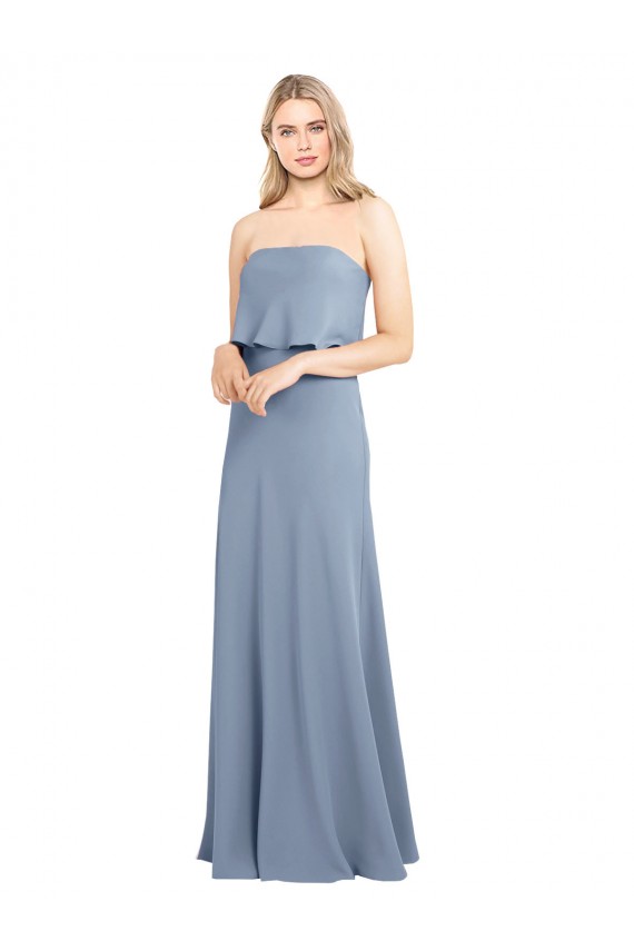 Outlet Stretch Crepe High Neck Sleeveless Long Formal Dress