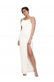 Outlet Stretch Satin Halter Neck Sleeveless Low Back Ivory Long Formal Evening Dress