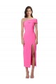 Outlet Stretch Crepe One Shoulder Sleeveless Midi Length Formal Evening Dress