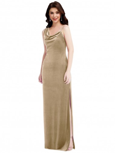 Outlet Stretch Velvet One Shoulder Sleeveless Long Black Tie Evening Dress