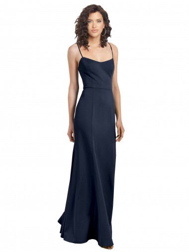 Outlet Stretch Crepe High Neck Sleeveless Low Back Long Formal Dress