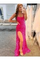 Outlet Velvet Sequin Spaghetti Straps Sleeveless Sweep Train Evening Gowns
