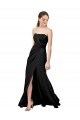 Outlet Stretch Crepe Strapless Sleeveless Low Back Black Long Formal Dress