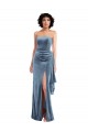 Outlet Stretch Velvet Strapless Sleeveless Low Back Long Formal Evening Dress