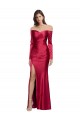Outlet Stretch Satin Sweetheart Long Sleeves Long Formal Evening Dress