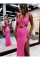 Outlet Velvet Sequin V-Neck Sleeveless Long Sweep Train Evening Dress