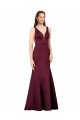 Outlet Satin V-Neck Sleeveless V-Back Long Formal Evening Dress