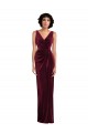 Outlet Stretch Velvet V-Neck Sleeveless Long Semi Formal Evening Dress