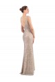 Outlet Sequin & Sparkling Sequin V-Neck Sleeveless V-Back Silver Long Formal Evening Dress