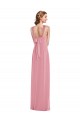 Outlet Soft Chiffon Halter Neck Sleeveless Open Back Skin Pink Long Semi Formal Evening Dress
