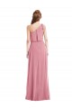 Outlet Soft Chiffon One Shoulder Sleeveless Skin Pink Long Semi Formal Evening Dress