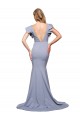 Outlet Stretch Crepe Round Neck Sleeveless V-Back Sweep Train Formal Evening Dress