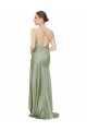 Outlet Silky Satin Cowl Neck Sleeveless Open Back Long High Low Evening Dress
