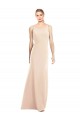Outlet Stretch Crepe Bateau Neck Sleeveless Open Back Long Semi Formal Evening Gown