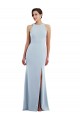 Outlet Stretch Crepe Halter Neck Sleeveless Open Back Trumpet Long Formal Evening Dress