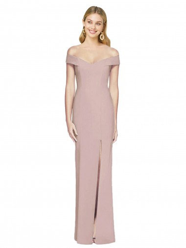 Outlet Stretch Crepe Off the Shoulder Sleeveless Open Back Long Semi Formal Evening Dress