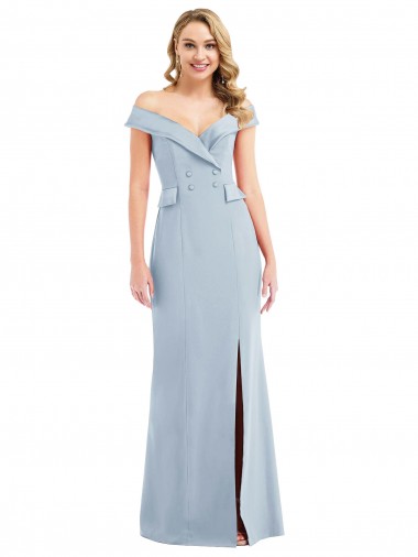Outlet Stretch Crepe Off the Shoulder Sleeveless Long Semi Formal Evening Dress