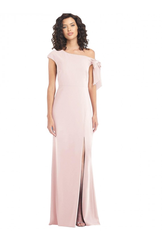 Outlet Stretch Crepe Off the Shoulder Cap Sleeves Long Formal Evening Dress