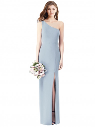 Outlet Stretch Crepe One Shoulder Sleeveless Long Semi Formal Evening Dress