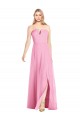 Outlet Soft Chiffon V-Neck Sleeveless Hot Pink Long Semi Formal Evening Dress
