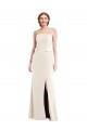 Outlet Stretch Crepe Strapless Sleeveless Ivory Long Semi Formal Evening Dress