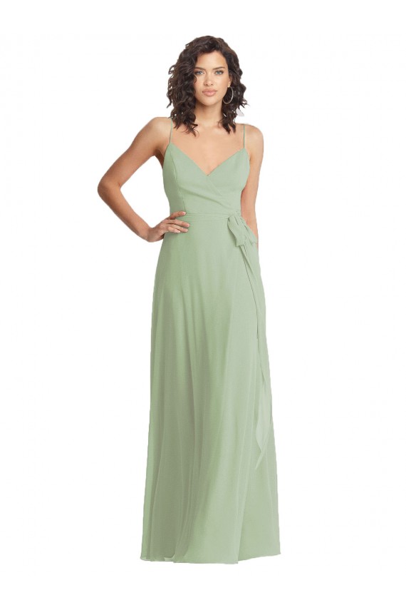 Outlet Soft Chiffon Spaghetti Straps Sleeveless Long Formal Evening Dress