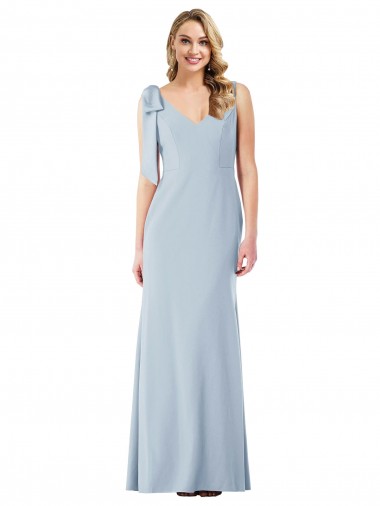 Outlet Stretch Crepe V-Neck Sleeveless V-Back Long Semi Formal Evening Dress