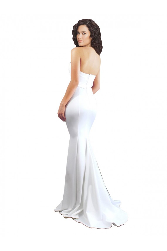 Outlet Stretch Crepe Sweetheart Sleeveless Low Back Long Formal Evening Dress